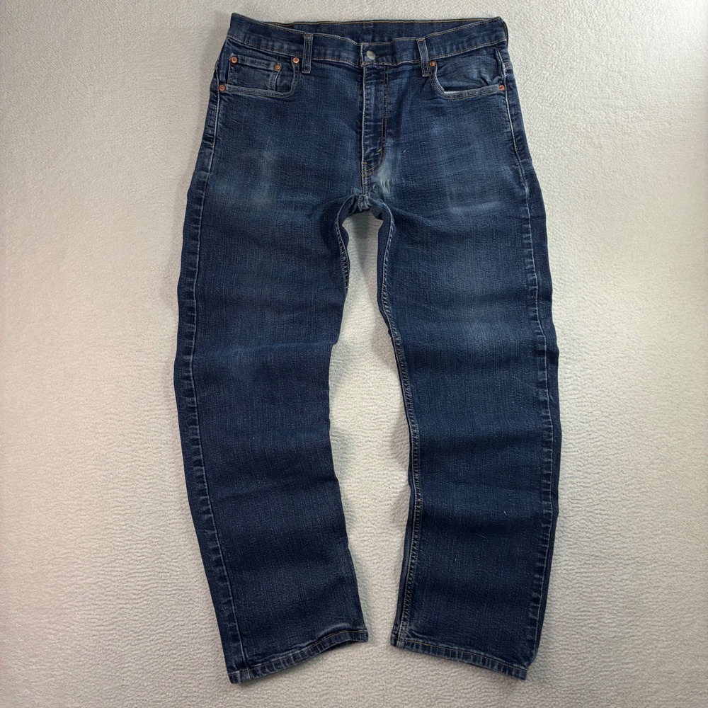 Levis 569 Loose Straight Jeans Men 36x31 Blue Faded Skater Baggy Whiskered